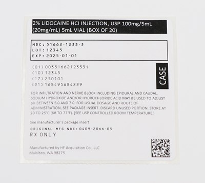 Case Labeling (00351662123331 Lidocaine Case Label)